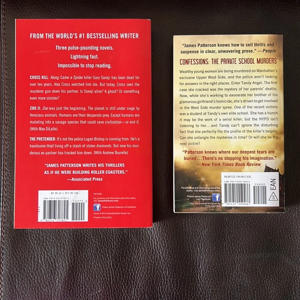 James Patterson Lot of 2 Paperback Novels